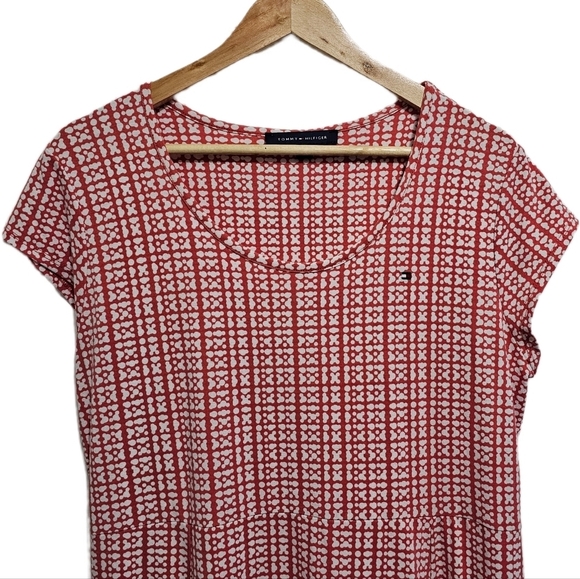 Tommy Hilfiger dress dot tiered print white and red hi low skirt midi si… - Picture 2 of 15